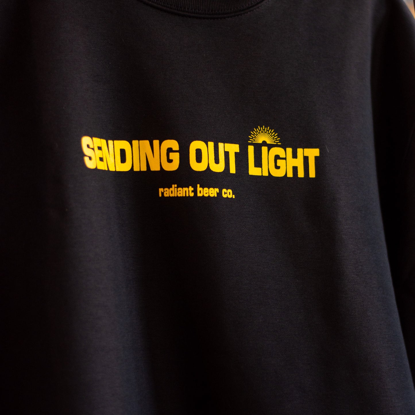 SENDING OUT LIGHT Crew Neck Sweatshirt - Black w/ Yellow