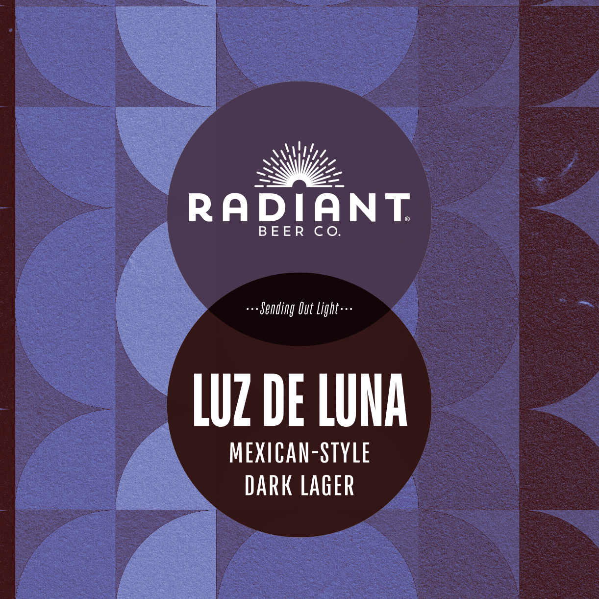 Radiant Beer Co. Luz de Luna Mexican-style dark lager label with geometric pattern