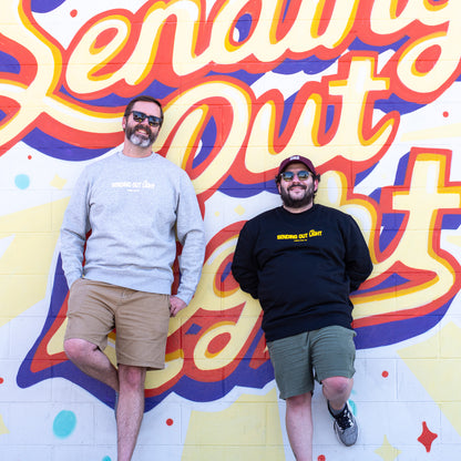 SENDING OUT LIGHT Crew Neck Sweatshirt - Black w/ Yellow