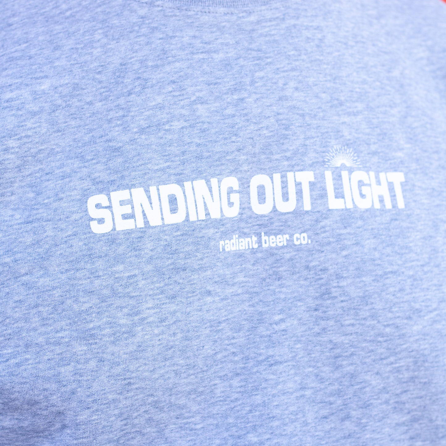 SENDING OUT LIGHT Crew Neck Sweatshirt - Lt Gray w/ White