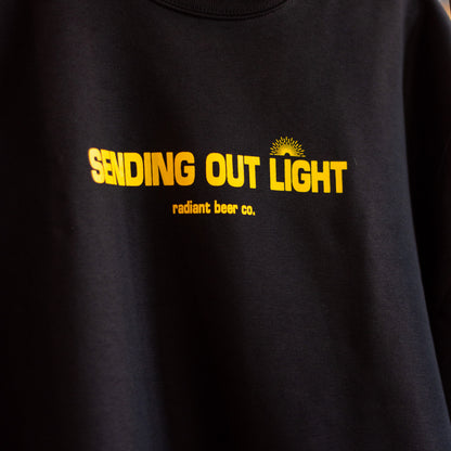 SENDING OUT LIGHT Crew Neck Sweatshirt - Black w/ Yellow