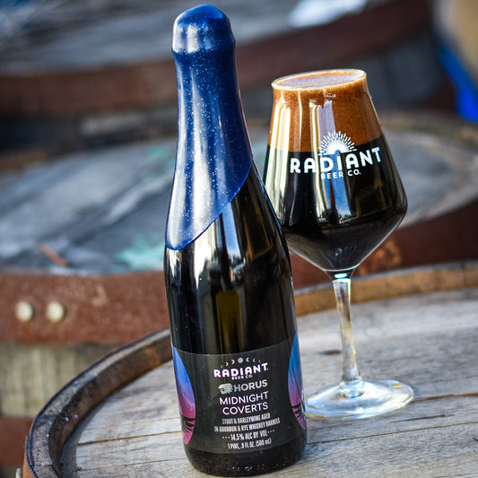 Midnight Coverts Horus Collab: Stout & Barleywine Aged in Bourbon & Rye Whiskey Barrels (14.5%) [2023]