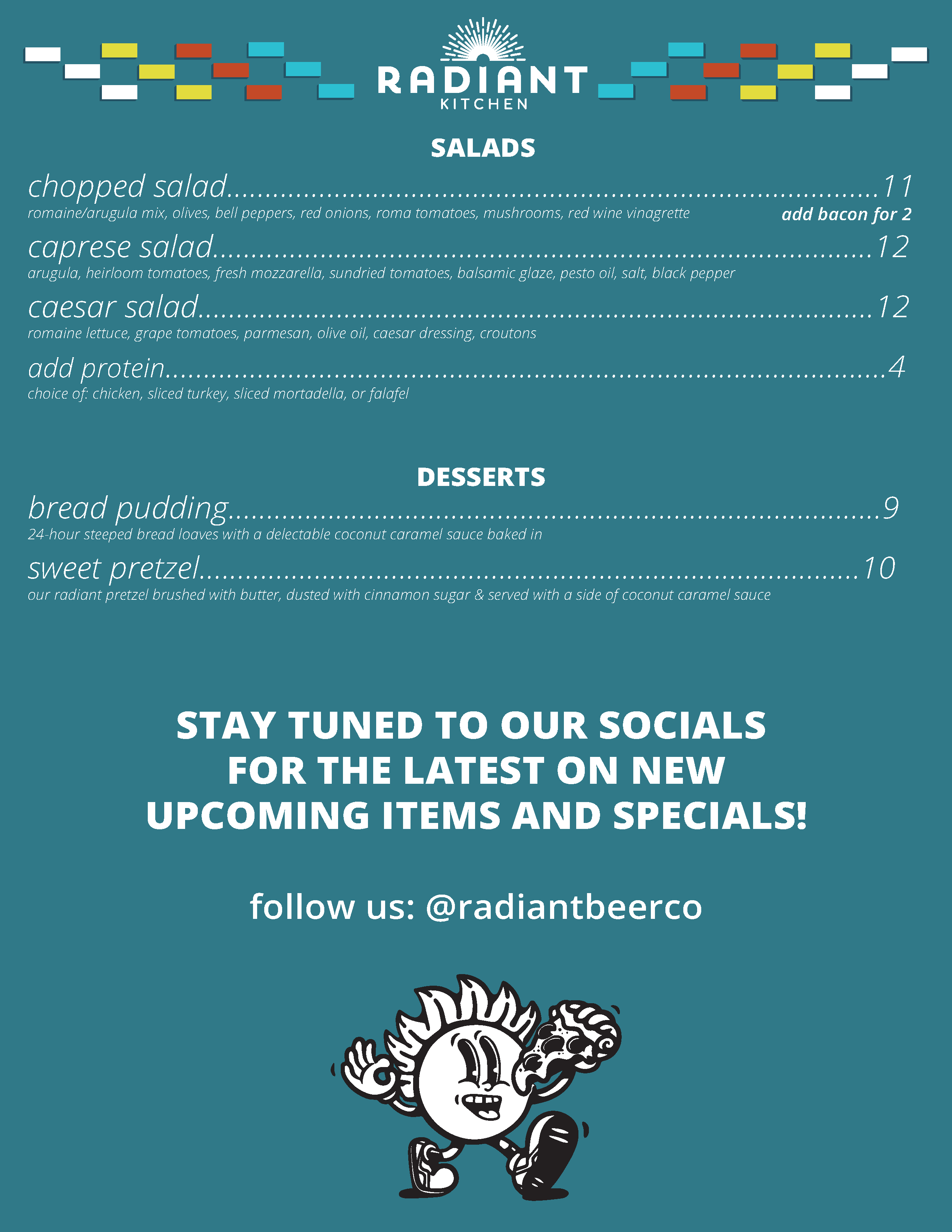 Radiant Kitchen Menu Part 2