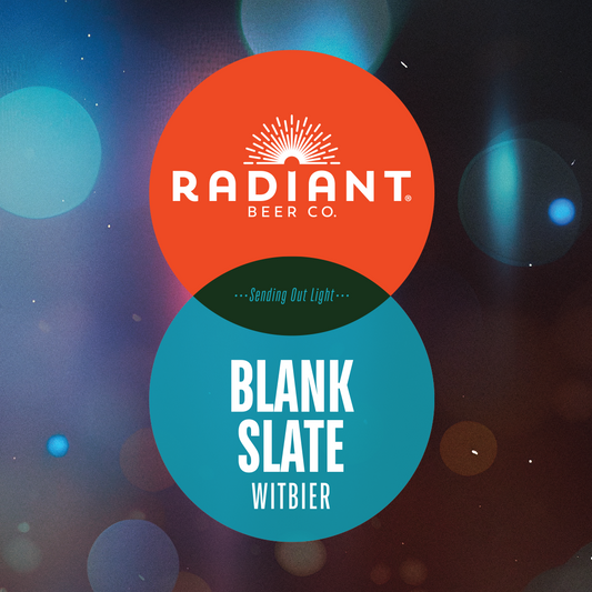 Radiant Beer Co. Blank Slate Witbier label with colorful background