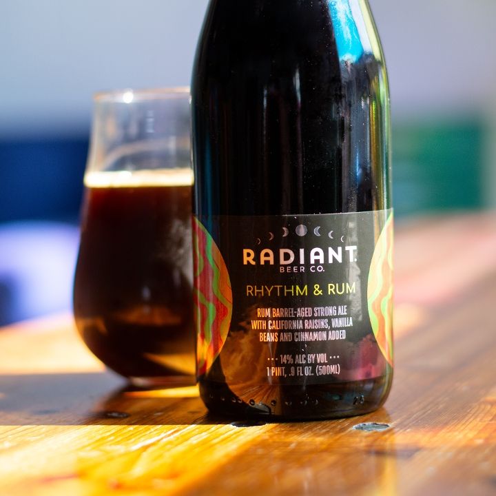Rhythm & Rum: Strong Ale Aged in Rum Barrels with California Raisins, Papua New Guinea Vanilla Beans, and Cinnamon  (14%) [2025]