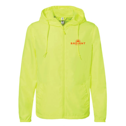 Neon windbreaker with orange radiant logo