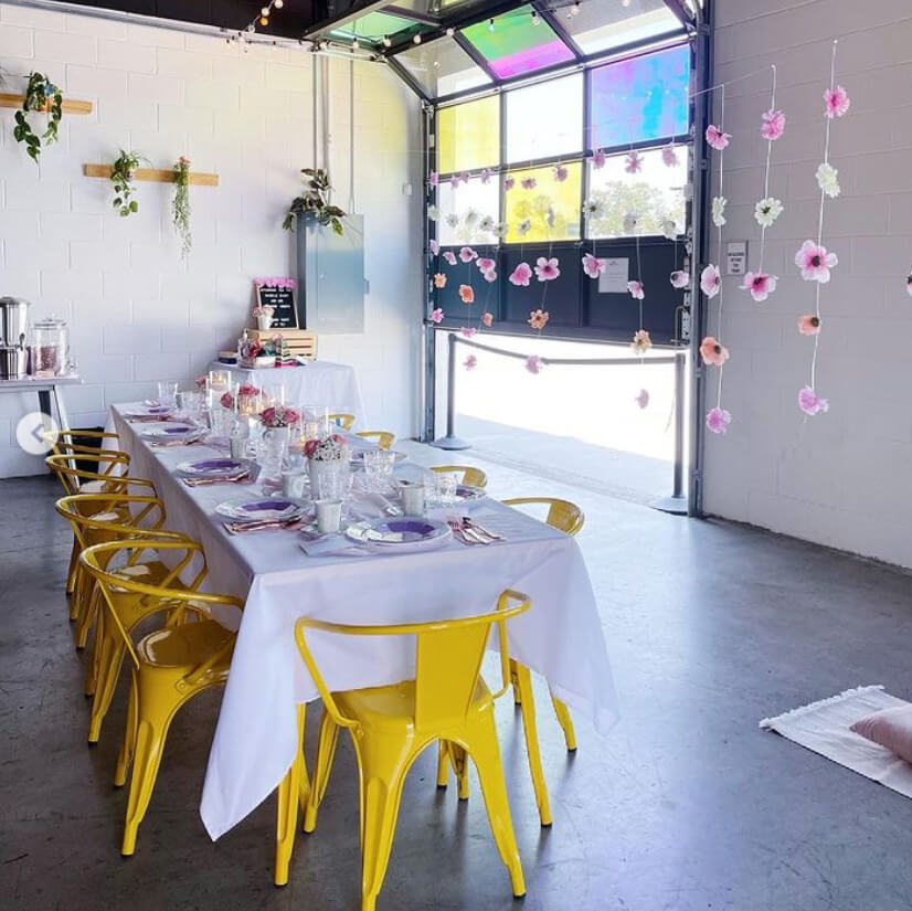 Great Room decorated with flowers for a private event