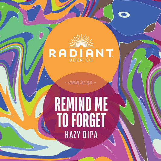 Colorful label for Radiant Beer Co. Hazy DIPA with abstract design